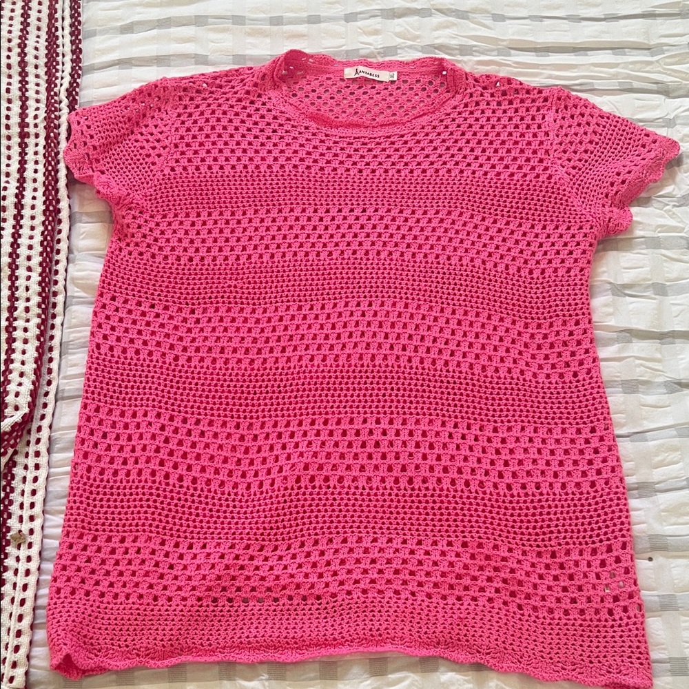 Pink Crochet Swim Coverup